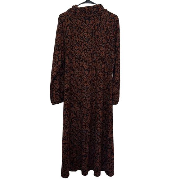 Soft Surroundings Collared Long Sleeve Metallic Floral Midi Dress Size XL Fall - Picture 2 of 9